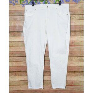 Gap Mid-Rise Girlfriend Ankle Jeans Optic White Size 18R 34 Raw Hem Classic
